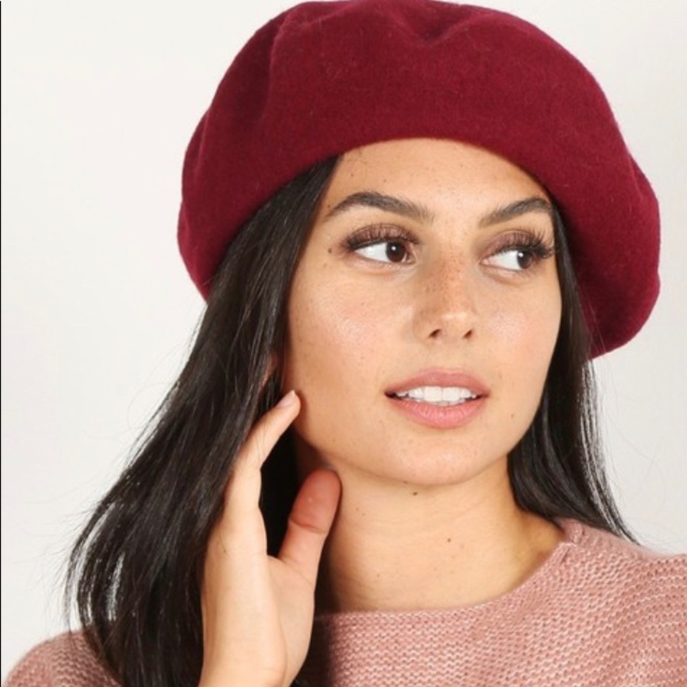 NWT Burgundy French Classic Beret - Picture 2 of 3